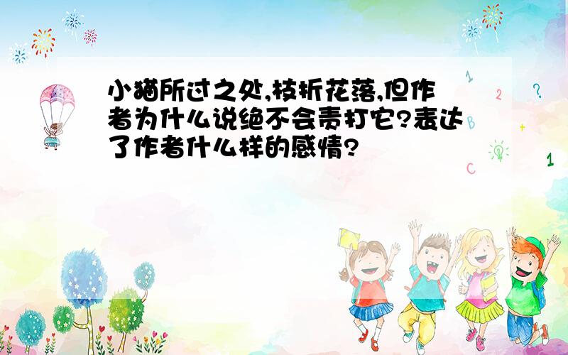 小猫所过之处,枝折花落,但作者为什么说绝不会责打它?表达了作者什么样的感情?