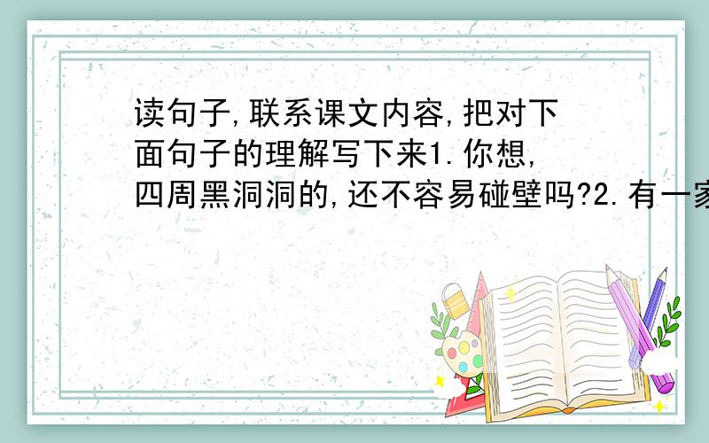 读句子,联系课文内容,把对下面句子的理解写下来1.你想,四周黑洞洞的,还不容易碰壁吗?2.有一家外国报纸轻蔑地说：“能在南口以北修筑铁路的工程师还没有出世呢》”