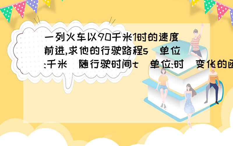 一列火车以90千米1时的速度前进,求他的行驶路程s（单位:千米)随行驶时间t（单位:时）变化的函数解析式.