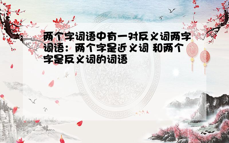 两个字词语中有一对反义词两字词语：两个字是近义词 和两个字是反义词的词语