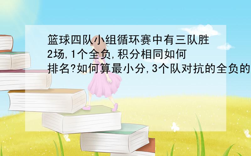 篮球四队小组循环赛中有三队胜2场,1个全负,积分相同如何排名?如何算最小分,3个队对抗的全负的队要算上吗?