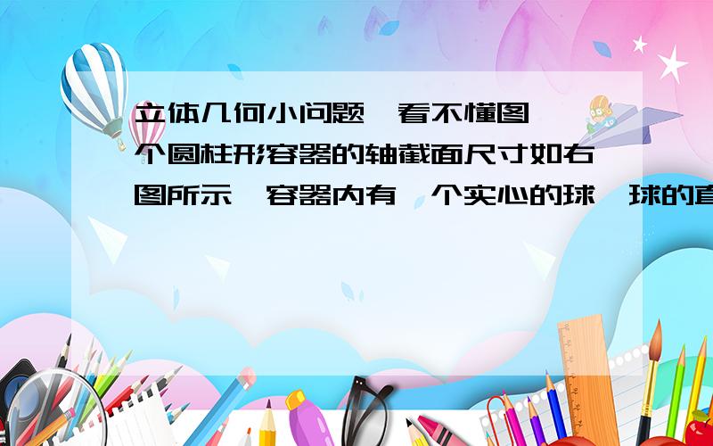 立体几何小问题,看不懂图,一个圆柱形容器的轴截面尺寸如右图所示,容器内有一个实心的球,球的直径恰等于圆柱的高．现用水将该容器注满,然后取出该球（假设球的密度大于水且操作过程