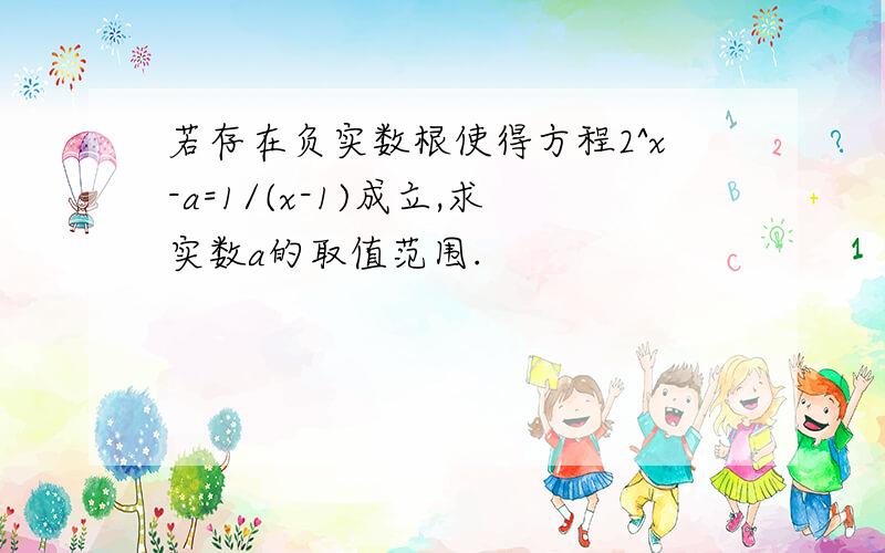 若存在负实数根使得方程2^x-a=1/(x-1)成立,求实数a的取值范围.