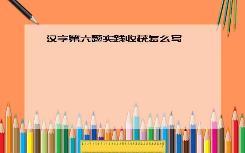 汉字第六题实践收获怎么写