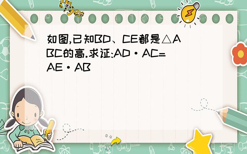 如图,已知BD、CE都是△ABC的高.求证:AD·AC=AE·AB