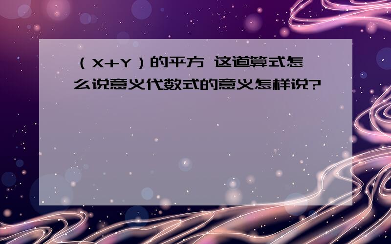 （X+Y）的平方 这道算式怎么说意义代数式的意义怎样说?