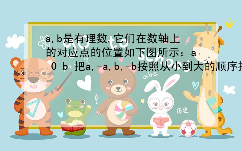 a,b是有理数,它们在数轴上的对应点的位置如下图所示：a 0 b 把a,-a,b,-b按照从小到大的顺序排列 ( )A.-b＜-a＜a＜b B.-a＜-b＜a＜b C.-b＜a＜-a＜b D.-b＜b＜-a＜a