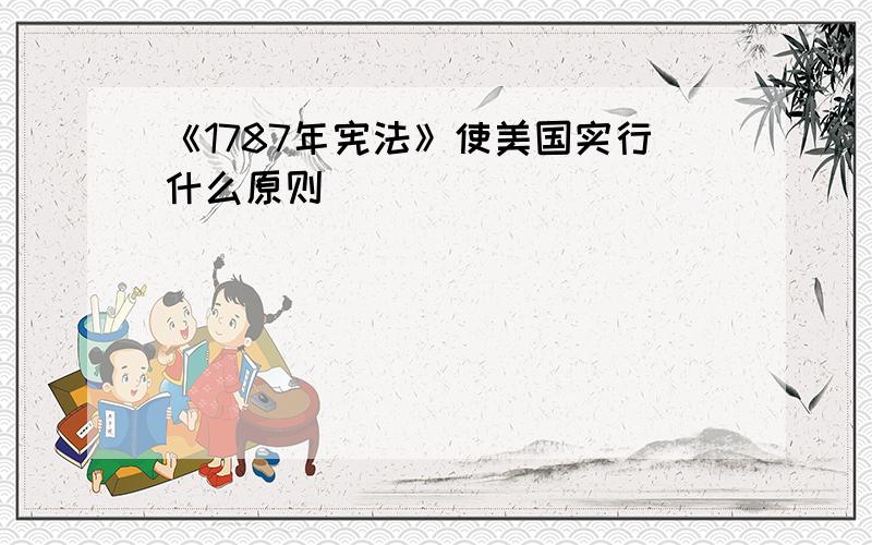 《1787年宪法》使美国实行什么原则