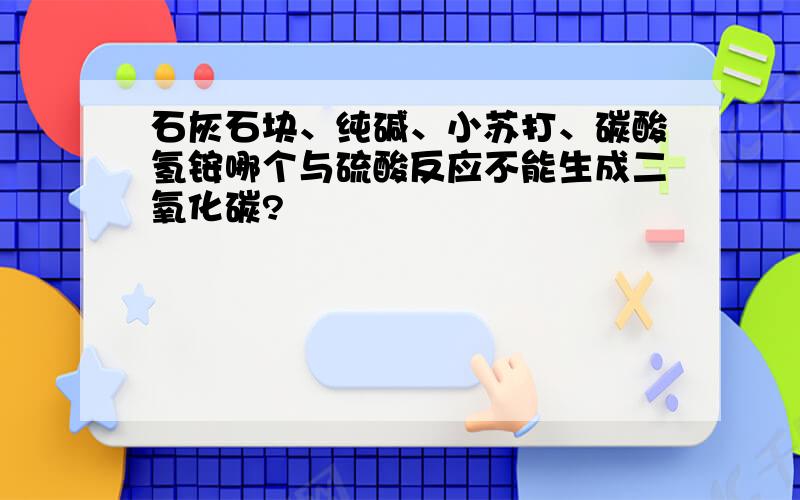 石灰石块、纯碱、小苏打、碳酸氢铵哪个与硫酸反应不能生成二氧化碳?