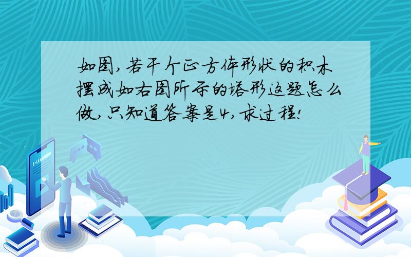 如图,若干个正方体形状的积木摆成如右图所示的塔形这题怎么做,只知道答案是4,求过程!