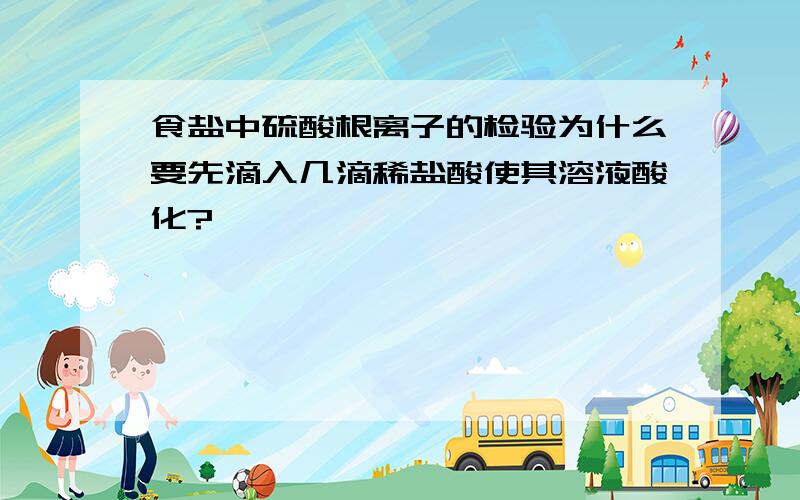 食盐中硫酸根离子的检验为什么要先滴入几滴稀盐酸使其溶液酸化?