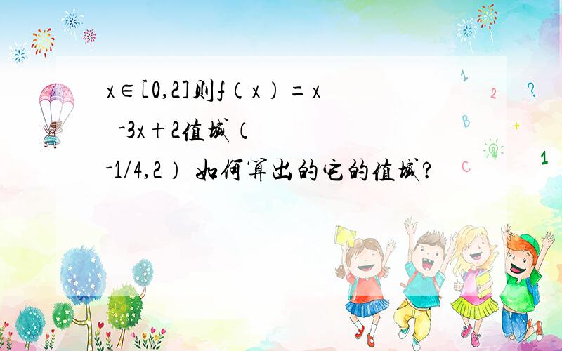 x∈[0,2]则f（x）=x²-3x+2值域（-1/4,2） 如何算出的它的值域?