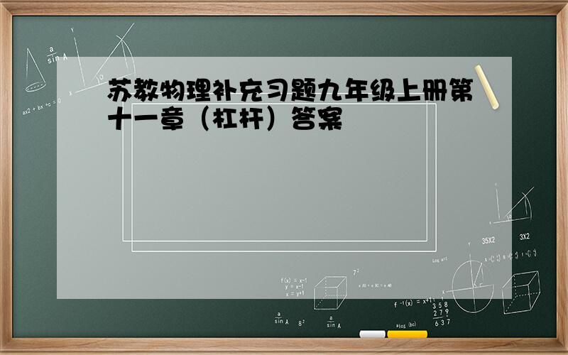 苏教物理补充习题九年级上册第十一章（杠杆）答案