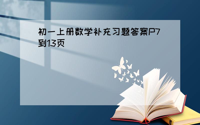 初一上册数学补充习题答案P7到13页