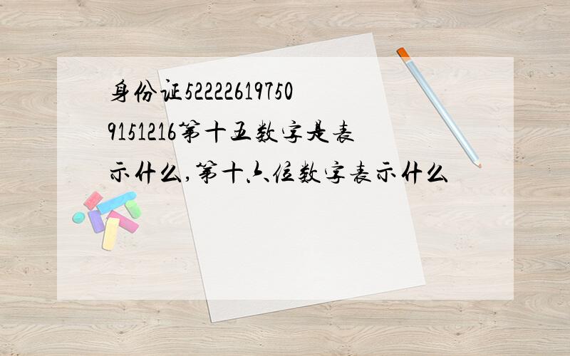 身份证522226197509151216第十五数字是表示什么,第十六位数字表示什么