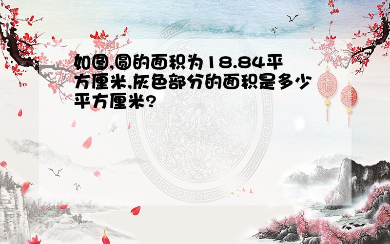 如图,圆的面积为18.84平方厘米,灰色部分的面积是多少平方厘米?