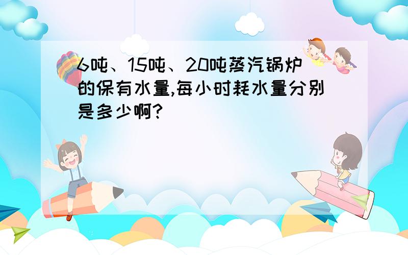 6吨、15吨、20吨蒸汽锅炉的保有水量,每小时耗水量分别是多少啊?