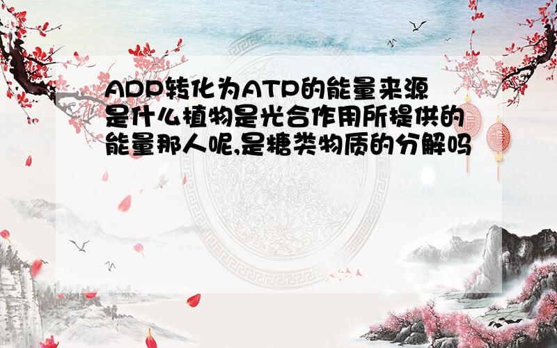 ADP转化为ATP的能量来源是什么植物是光合作用所提供的能量那人呢,是糖类物质的分解吗