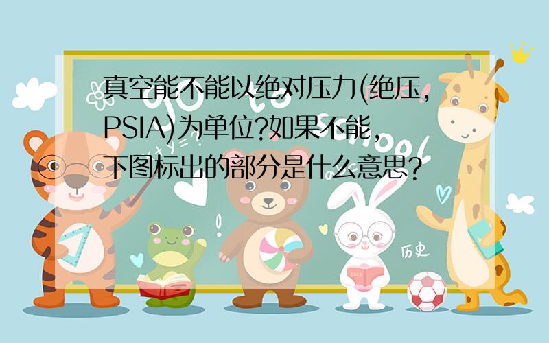 真空能不能以绝对压力(绝压,PSIA)为单位?如果不能,下图标出的部分是什么意思?