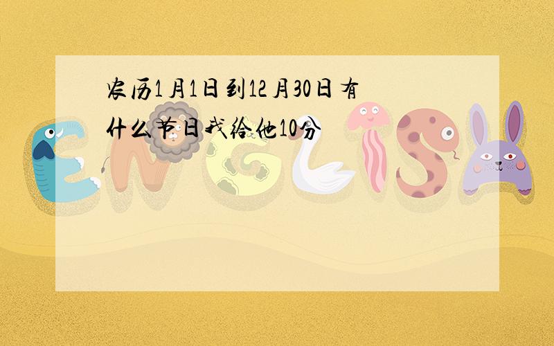 农历1月1日到12月30日有什么节日我给他10分