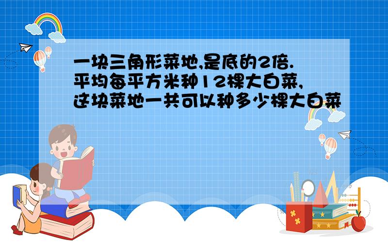 一块三角形菜地,是底的2倍.平均每平方米种12棵大白菜,这块菜地一共可以种多少棵大白菜