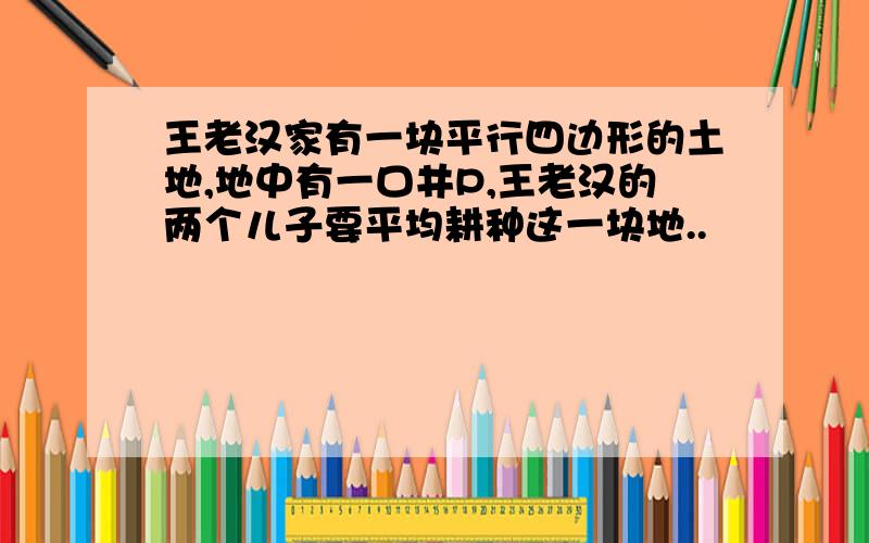 王老汉家有一块平行四边形的土地,地中有一口井P,王老汉的两个儿子要平均耕种这一块地..