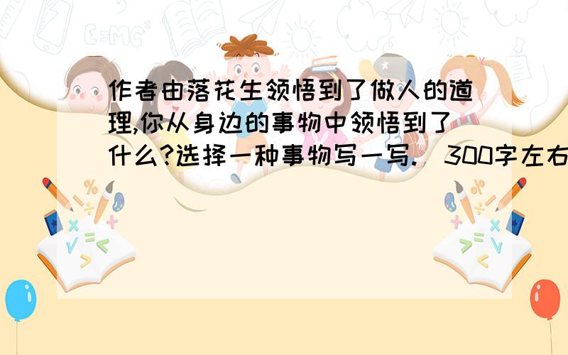 作者由落花生领悟到了做人的道理,你从身边的事物中领悟到了什么?选择一种事物写一写.（300字左右）急啊!明天要交了!20号的时候啊!