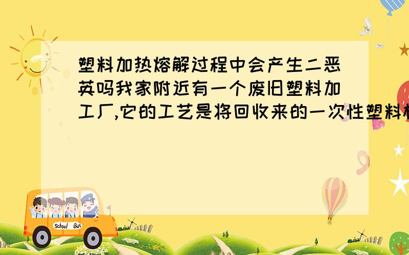 塑料加热熔解过程中会产生二恶英吗我家附近有一个废旧塑料加工厂,它的工艺是将回收来的一次性塑料杯等废旧塑料高温熔化后再边冷却边吹拉成布状,扯细后即成了我们日常所见的塑料绳.