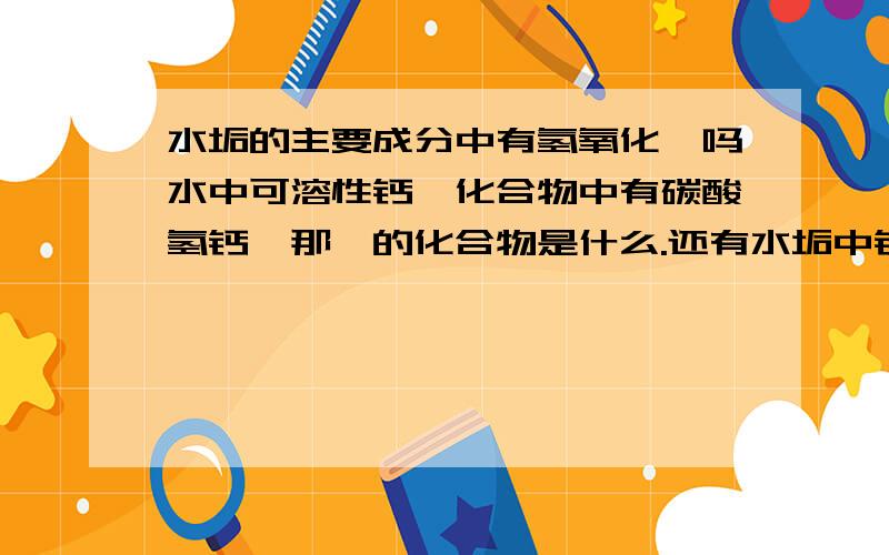 水垢的主要成分中有氢氧化镁吗水中可溶性钙镁化合物中有碳酸氢钙,那镁的化合物是什么.还有水垢中钙的化合物是碳酸钙,那镁的化合物是什么；（我查了很多,但有的说是碳酸镁,有的说是