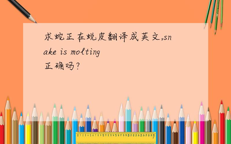 求蛇正在蜕皮翻译成英文,snake is molting正确吗?