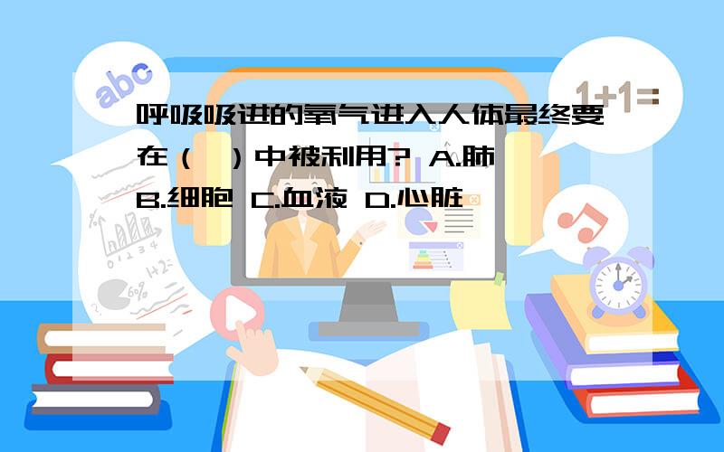 呼吸吸进的氧气进入人体最终要在（ ）中被利用? A.肺 B.细胞 C.血液 D.心脏