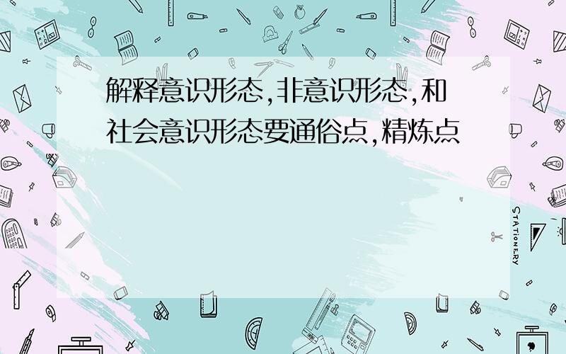 解释意识形态,非意识形态,和社会意识形态要通俗点,精炼点