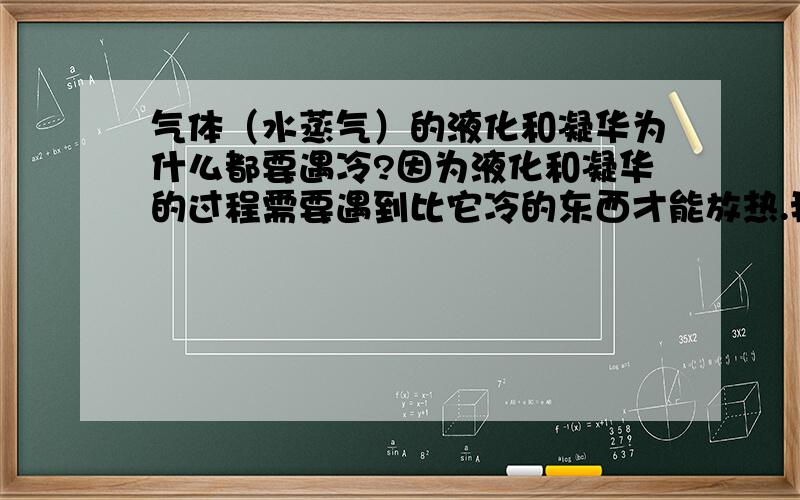 气体（水蒸气）的液化和凝华为什么都要遇冷?因为液化和凝华的过程需要遇到比它冷的东西才能放热.我这样说对吗?