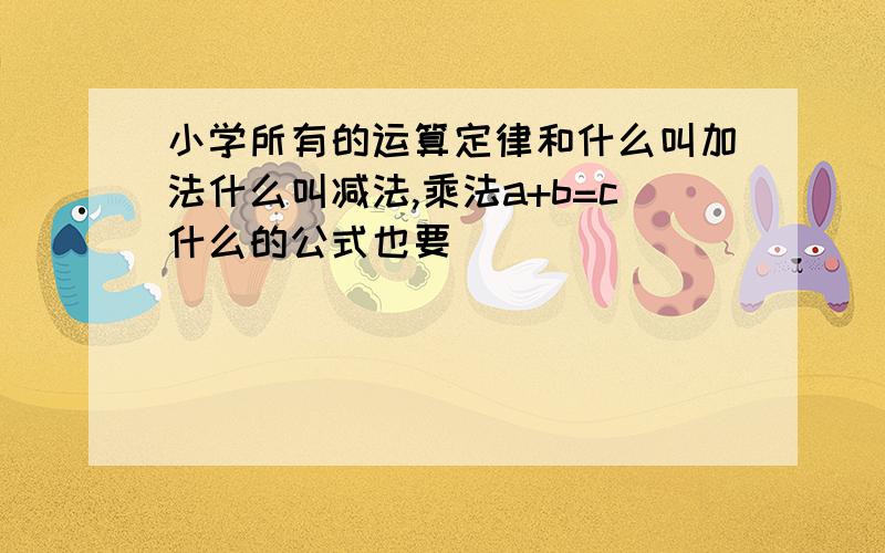 小学所有的运算定律和什么叫加法什么叫减法,乘法a+b=c什么的公式也要