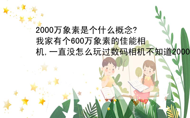 2000万象素是个什么概念?我家有个600万象素的佳能相机,一直没怎么玩过数码相机不知道2000万象素是个什么概念呢?和600万象素的差距到底有多大希望相关人士给一些简单易懂的答案