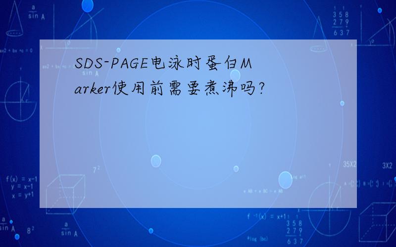 SDS-PAGE电泳时蛋白Marker使用前需要煮沸吗?