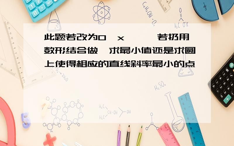 此题若改为0＜x＜∏,若扔用数形结合做,求最小值还是求圆上使得相应的直线斜率最小的点嘛