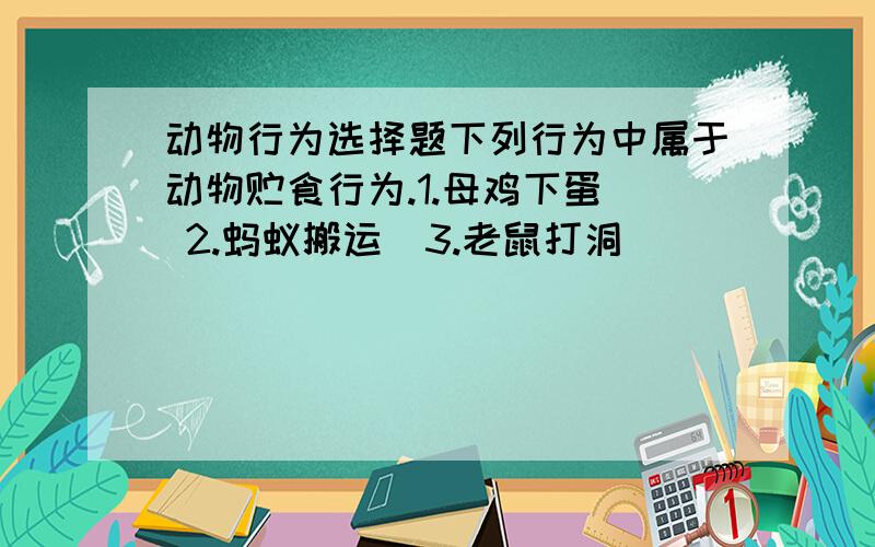 动物行为选择题下列行为中属于动物贮食行为.1.母鸡下蛋  2.蚂蚁搬运  3.老鼠打洞