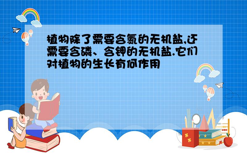 植物除了需要含氮的无机盐,还需要含磷、含钾的无机盐.它们对植物的生长有何作用