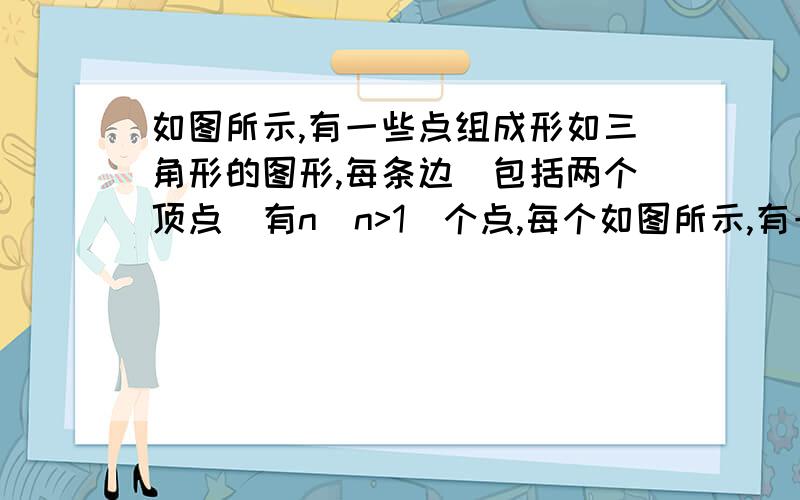 如图所示,有一些点组成形如三角形的图形,每条边(包括两个顶点)有n(n>1)个点,每个如图所示,有一些点组成形如三角形的图形,每条“边”（包括两个顶点）有n(n>1）个点,每个图形总的点数S是