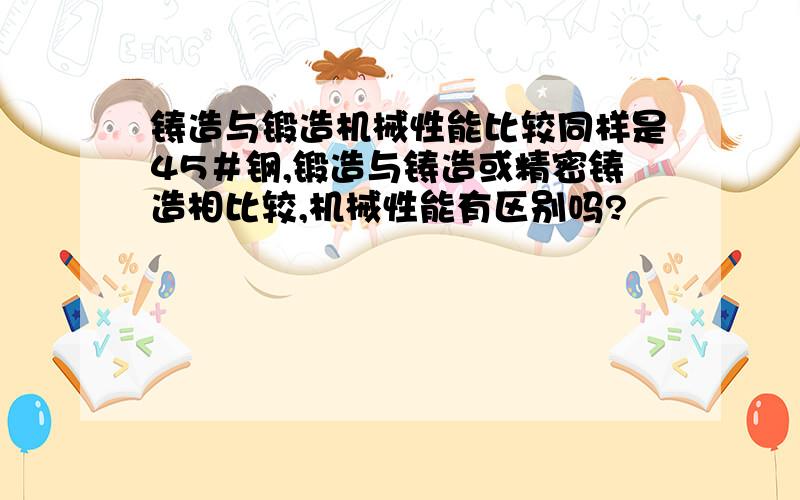 铸造与锻造机械性能比较同样是45＃钢,锻造与铸造或精密铸造相比较,机械性能有区别吗?