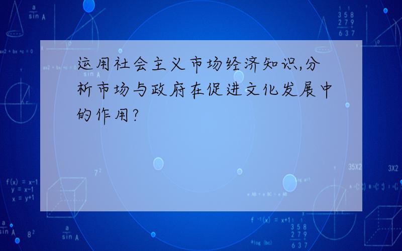 运用社会主义市场经济知识,分析市场与政府在促进文化发展中的作用?