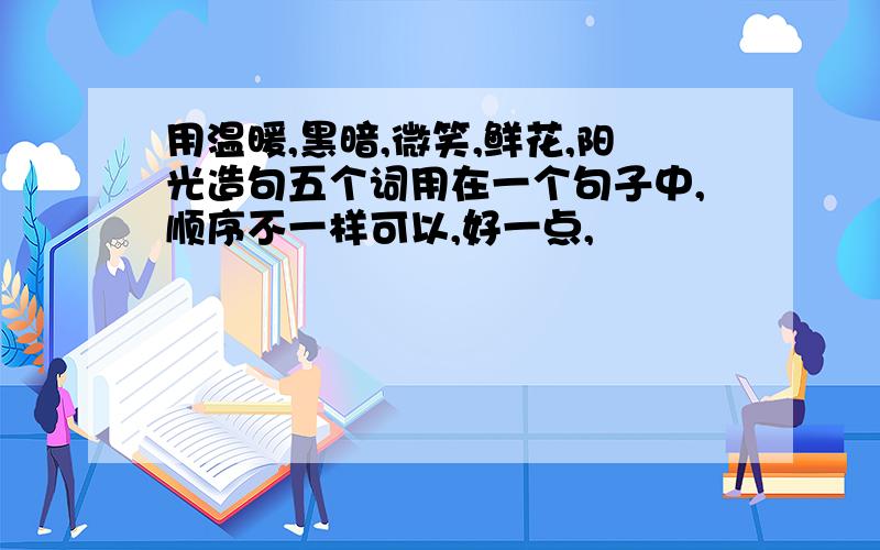 用温暖,黑暗,微笑,鲜花,阳光造句五个词用在一个句子中,顺序不一样可以,好一点,