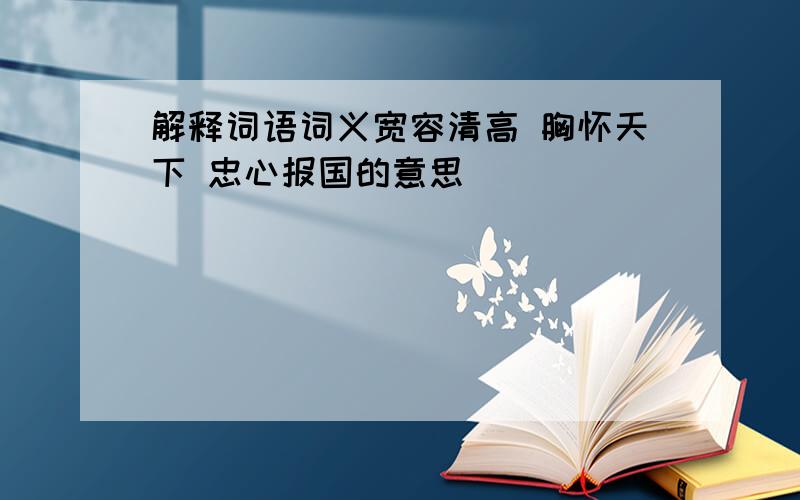 解释词语词义宽容清高 胸怀天下 忠心报国的意思