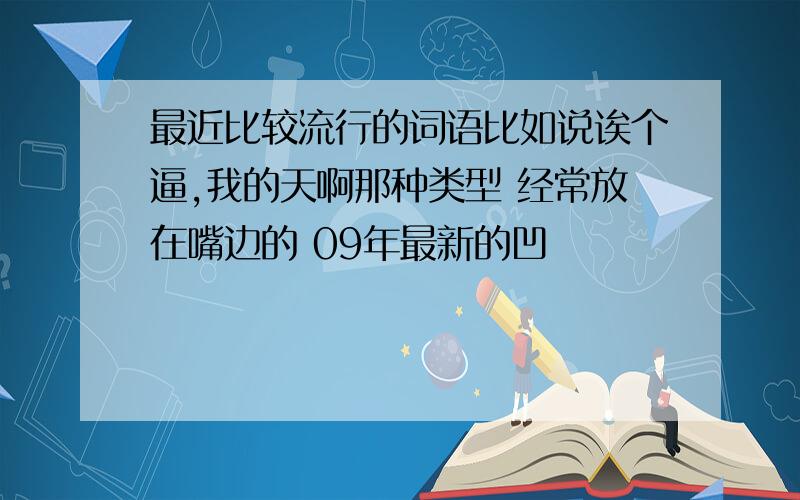 最近比较流行的词语比如说诶个逼,我的天啊那种类型 经常放在嘴边的 09年最新的凹