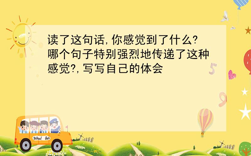 读了这句话,你感觉到了什么?哪个句子特别强烈地传递了这种感觉?,写写自己的体会