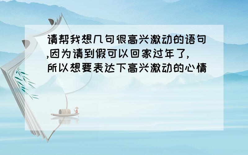 请帮我想几句很高兴激动的语句,因为请到假可以回家过年了,所以想要表达下高兴激动的心情