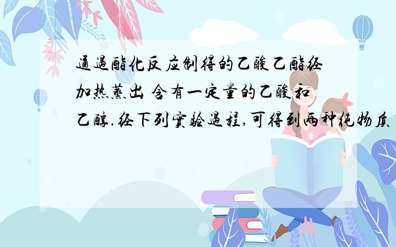 通过酯化反应制得的乙酸乙酯经加热蒸出 含有一定量的乙酸和乙醇.经下列实验过程,可得到两种纯物质 我想问 在加了饱和碳酸钠溶液洗涤后 分液 出来乙酸乙酯 然后剩下 水 乙酸乙酯 乙酸