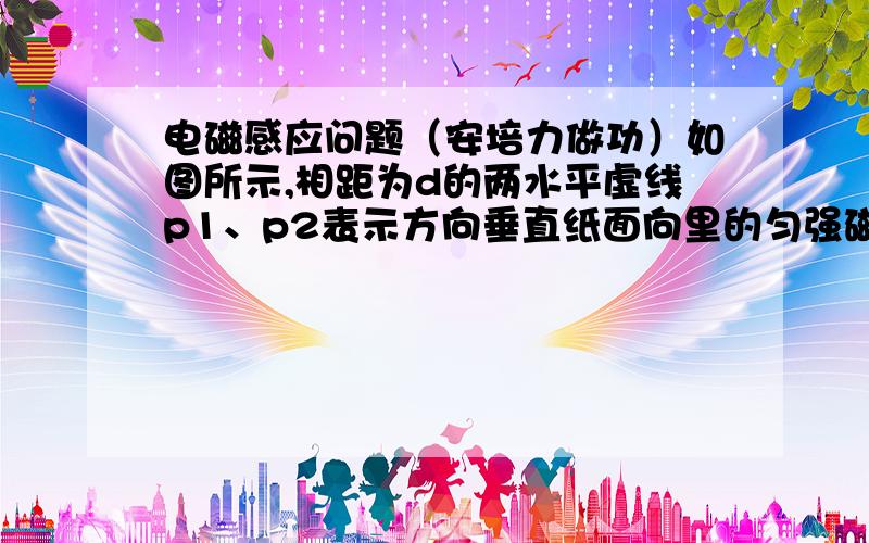 电磁感应问题（安培力做功）如图所示,相距为d的两水平虚线p1、p2表示方向垂直纸面向里的匀强磁场的上下边界,磁场的磁感应强度为B.正方形线框abcd的边长为L(L