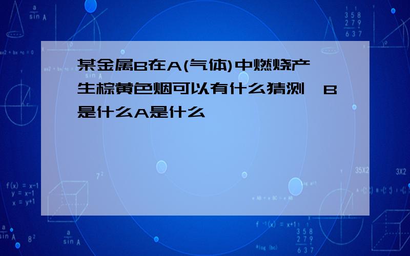 某金属B在A(气体)中燃烧产生棕黄色烟可以有什么猜测,B是什么A是什么